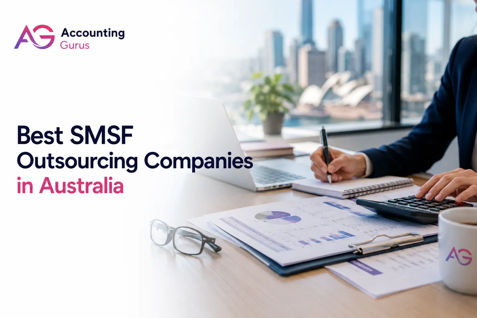 Best SMSF outsourcing companies in Australia comparison with an accountant reviewing financial reports in a modern office.
